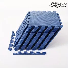   46 fekete EVA egymásba illeszkedő fitnesz szőnyegek Cián/EVA-keresztminta - 46 darab