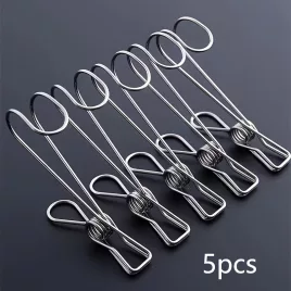   5/10/20db rozsdamentes acél hosszú farkú klipsz kampók: Többfunkciós, szélálló törülköző kampók, alkalmasak konyhába és fürdőszobába - Könnyű telepítés, stílusos és tartós, használati kampók