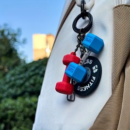   3db fém súlyemelő súlyzó kulcstartó készlet Kék fém súlyzók + piros súlyzók + fekete súlytárcsa rudak - Három Részes Készlet