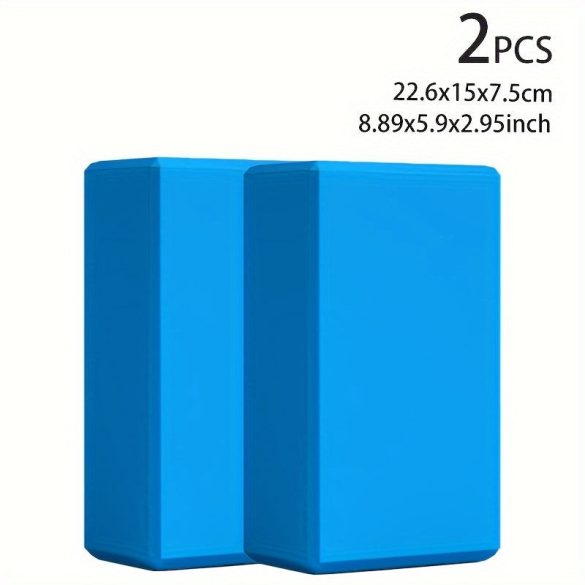 2 db egyszínű jógatégla, csúszásmentes, nagy sűrűségű jógablokkok, alkalmasak testformáláshoz, lábnyomáshoz, jógához és pilateshez Yoga Block-Blue/2db