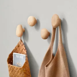   4db készlet Béta fa falra szerelhető kabátartó, divatos kézzel készített fa akasztó hátizsákokhoz, törölközőkhöz, sapkákhoz - Erős falra szerelhető kabát tároló