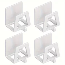   4db Modern Easy Install Öntapadó Fém Trapézúmosó Tároló Állvány fehér - 4 db