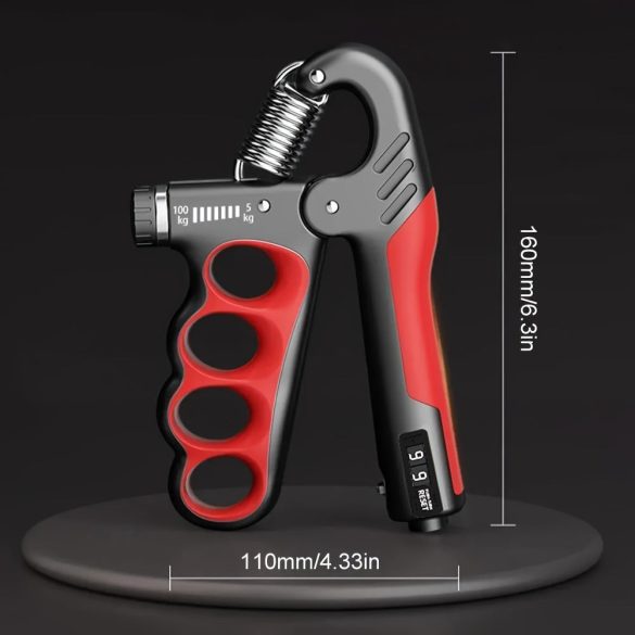 5-100kg Markolat Erősítő Mechanikus Számlálóval, Beállítható Ellenállású Csuklótágító Edző Kézi Fogantyú Piros - 5-100 kg