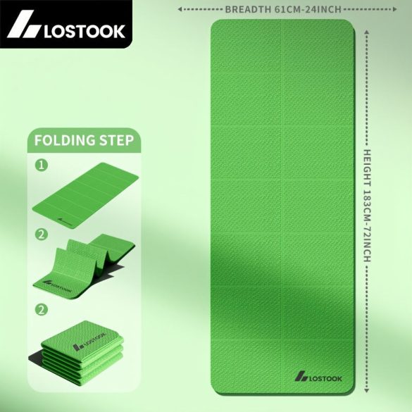 Elveszett Foldable Jóga Szőnyeg, TPE Anyag, Csúszásmentes, Vízálló, Könnyű, Egyszínű, Szürke/Lila/Kék, Jógához, Pilateshez, Fitnesz Edzéshez Zöld