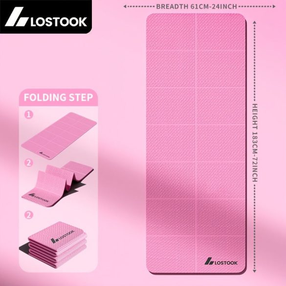 Elveszett Foldable Jóga Szőnyeg, TPE Anyag, Csúszásmentes, Vízálló, Könnyű, Egyszínű, Szürke/Lila/Kék, Jógához, Pilateshez, Fitnesz Edzéshez Rózsaszín