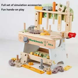   Fiatalok Fa Építőjáték Készlete - Csavarhúzó és Anya Összeszerelés, Képzeletbeli Szerepjáték Valósághű Eszközökkel
