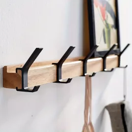   1 db Fa Falra Szerelhető Polc Elválasztó 5 Dupla Akasztóval