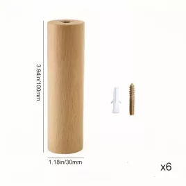   6 db Fa Akasztó Készlet: Diófa Kabátakasztók, Juharfa Kulcstartók 3cm*10cm - 6 bükkfa horog + 6 csavar