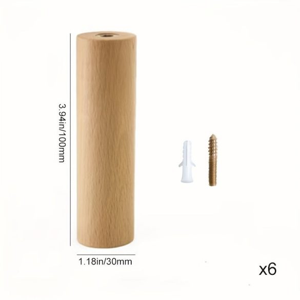 6 db Fa Akasztó Készlet: Diófa Kabátakasztók, Juharfa Kulcstartók 3cm*10cm - 6 bükkfa horog + 6 csavar