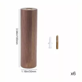   6 db Fa Akasztó Készlet: Diófa Kabátakasztók, Juharfa Kulcstartók 3cm*10cm - 6 db diófa akasztók + 6 csavar