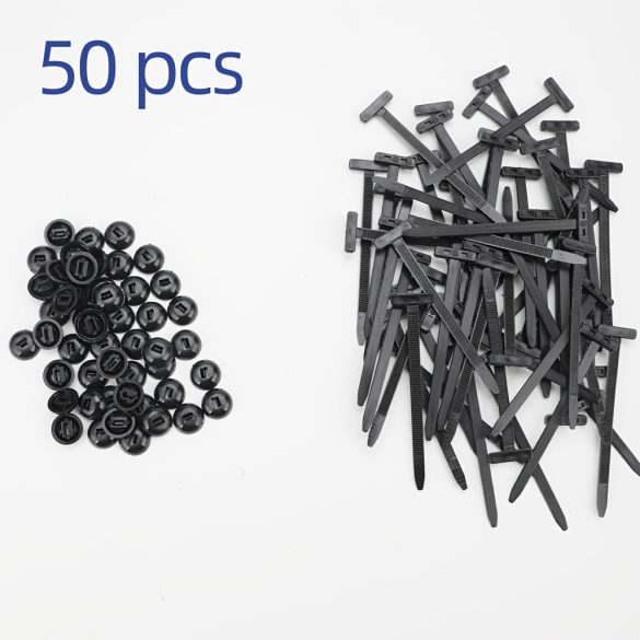 25/50/100db Nagy teherbírású, önzáró nejlon kábelkötők Fekete 50db