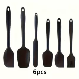 6 darabos Prémium Szilikon Spatula Készlet Fekete - 6 db
