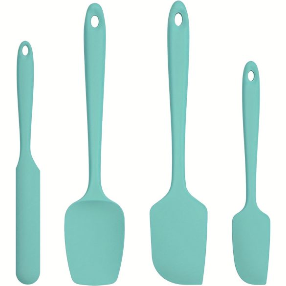 4 db-os szilikon spatulaszett, hőálló 600°F-ig, tartós gumi konyhai eszközök tapadásmentes edényekhez, varrat nélküli kialakítás, piros, 4 méret Szilikon kaparó készlet cián 4 darabos