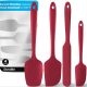 4 db-os szilikon spatulaszett, hőálló 600°F-ig, tartós gumi konyhai eszközök tapadásmentes edényekhez, varrat nélküli kialakítás, piros, 4 méret Szilikon kaparó piros 4 darabos készlet