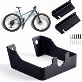   Masszív Vas Kerékpár Falra Szerelő Rögzítés - Festett Felületű, 120 kg Teherbírású, Fekete, Út- és Hegyikerékpárokhoz Ideális, Különféle Falakhoz Kompatibilis, Tökéletes Karácsonyi Ajándék