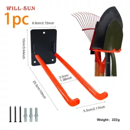   1 db Garázs Tároló Akasztó, Kerti Szerszámokhoz narancs - 25.4cm - 1 db