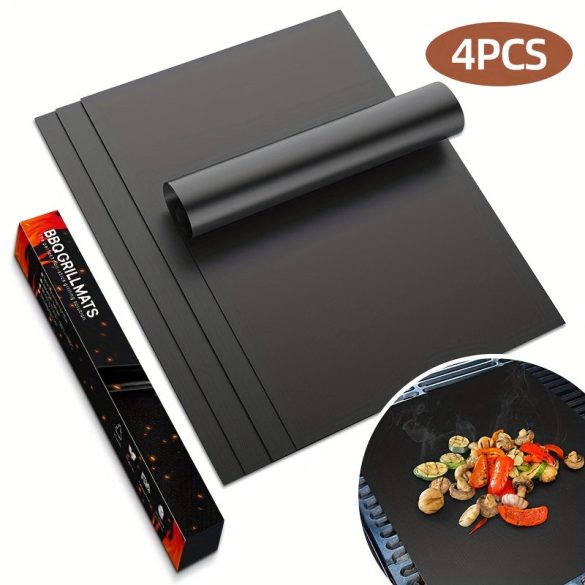 4 db tapadásmentes, újrafelhasználható grillezőlap Fekete - 4 db + színes doboz