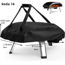   Hordozható gáz pizza sütőhuzat kültéri használatra, alkalmas Koda 16 és Koda 12-hez, 420D ezüstbevonatú anyagból készítve. Koda16