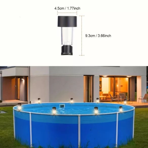 6 db Napelemes Medencevilágítás - Állítható Meleg Fehér LED Világítás Földfeletti Medencékhez