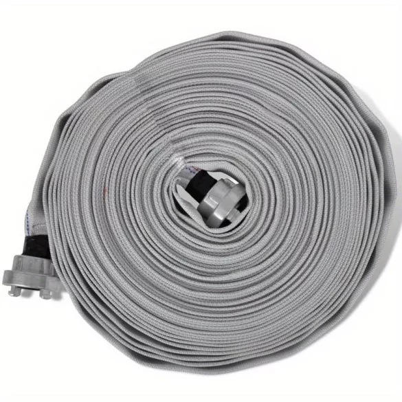 20 m-es lapos tűzoltó tömlő – 1” PVC, D-Storz csatlakozóval, nagynyomású kültéri használatra