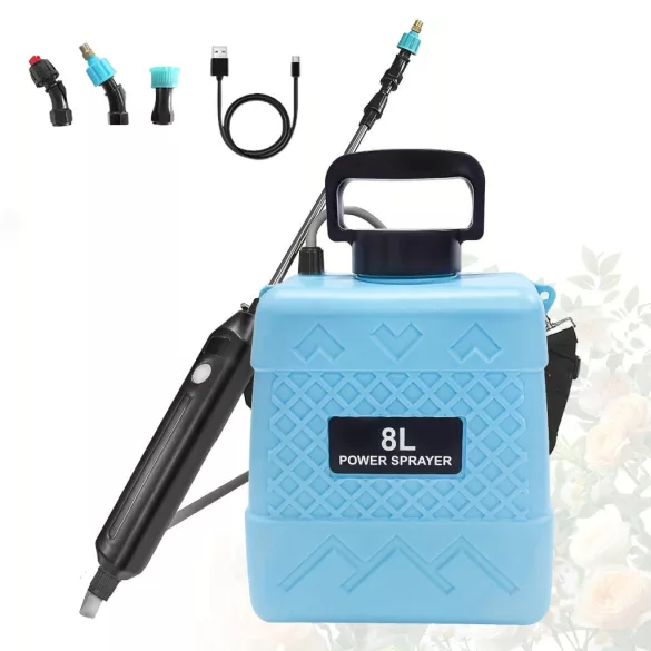 USB-tölthető elektromos permetező – 5 L akkumulátoros kanna, állítható fúvókákkal, vállpánttal