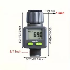   Digitális vízáramlásmérő LCD kijelzővel – 3/4” kerti tömlőhöz