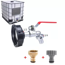   IBC víztartály adapter szórófejjel – 1/2” és 3/4” tömlőcsatlakozóval