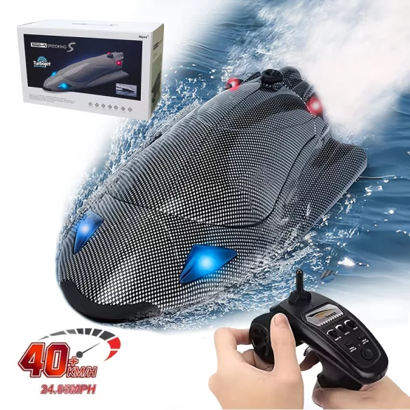 Távirányítós Jet Boat - Nagy sebességű elektromos 40KM/H (24.85 MPH) távirányítós csónak turbó gázturbinás hajtással és LED fényekkel,