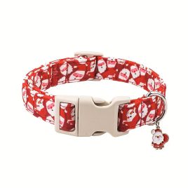   Piros Karácsonyi Kutyanyakörv Mikulás, Rénszarvas és Hóember Mintával