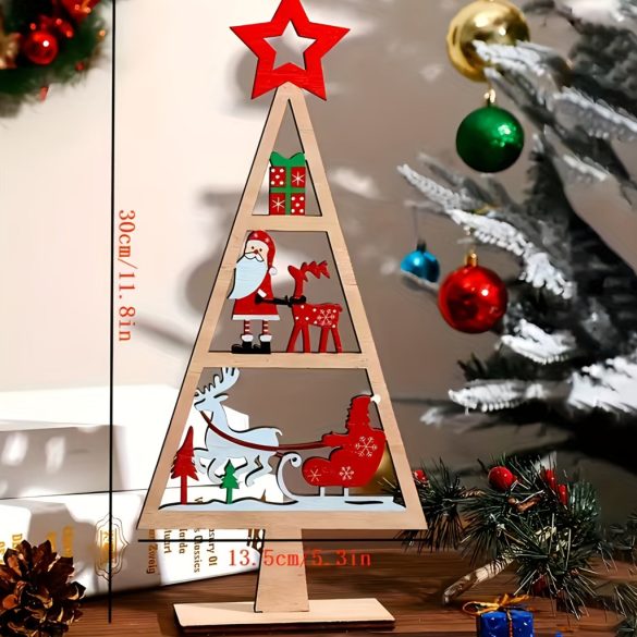 3D fa karácsonyfa díszek mikulással, hóemberrel, rénszarvassal és ünnepi elemekkel