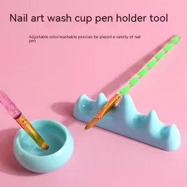   Új Nail Art Pen mosópohár és tartó, Körömtisztító pohár, Kényelmes Nail Art Pen ecsettartó, Körömjavító eszköz