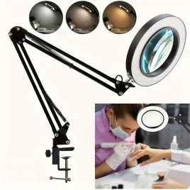   Állítható LED nagyító lámpa, nagyító üveg lámpa szorítóval, hosszú karú asztali lámpa manikűrhöz, szépségápoláshoz