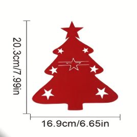  10db, Nemez evőeszköz tartó karácsonyfához, karácsonyi filc evőeszköz táska, karácsonyi evőeszköz táska, piros és zöld karácsonyi partikhoz, ünnepi vacsorapartik dekor