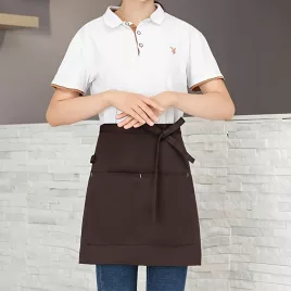   egyszínű poliészter derék kötény zsebbel férfiaknak és nőknek, kötény étterembe, pénztárosnak, baristának, gyümölcslé- és kávézóba
