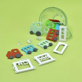   4 darabos vonat-témájú süteményszaggató készlet - Tartós műanyag kekszformák tortadíszítéshez és sütéshez, tökéletes konyhai eszközök