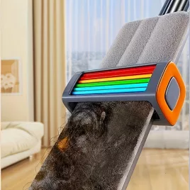   Öncsavarós, rozsdamentes acélból készült lapos felmosó 4 újrafelhasználható párnával