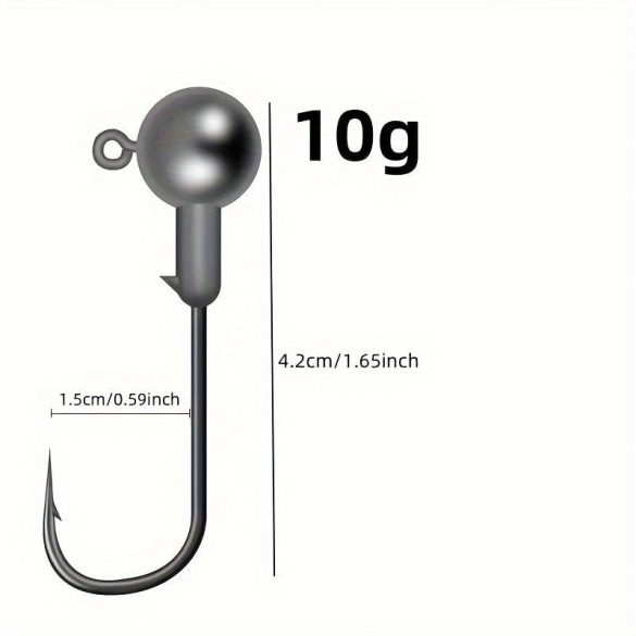 10 darab Jig Head Hook, Befogott ólomfejű horog