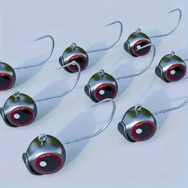   5db Big Eyes Weedless Jig Head Horgok, Ólomfejjel, Súlyozott Horoggal