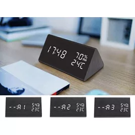   Digitális Ébresztőóra Hőmérséklet- és Páratartalom Mérővel – LCD Kijelzős Asztali Óra
