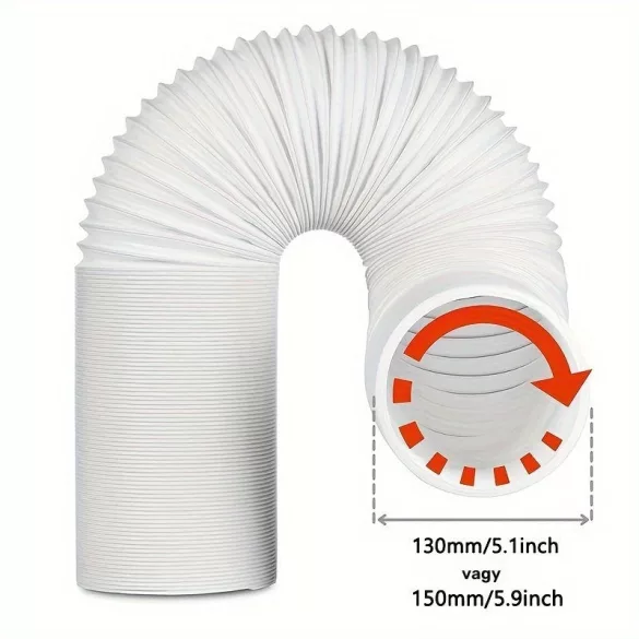 Univerzális hordozható légkondicionáló elszívó tömlő, balmenetes, 100/200 cm 15 cm átmérő, 100 cm