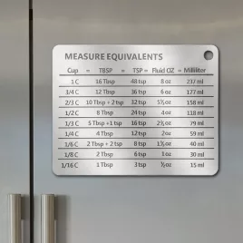   Mágneses skála lemez egységátváltási táblázattal - rozsdamentes acél hűtőmágnes Ezüst