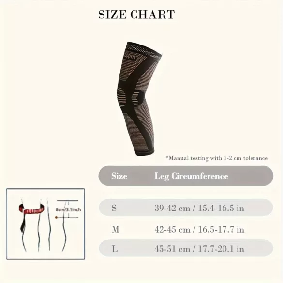 2 db Kompressziós térdtámasz, meleg térdvédő, kötött anyag, nem csúszó, légáteresztő L méret (45-51 cm)