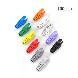   100 db RJ45 Ethernet kábel feszültségmentesítő csizma, PVC, színkódolt, vegyes szín 100 db, vegyes szín