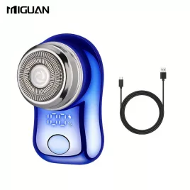   MIGUAN férfi elektromos borotva USB töltéssel, digitális kijelzővel, 3 sebességfokozattal, 3 fejjel Kék