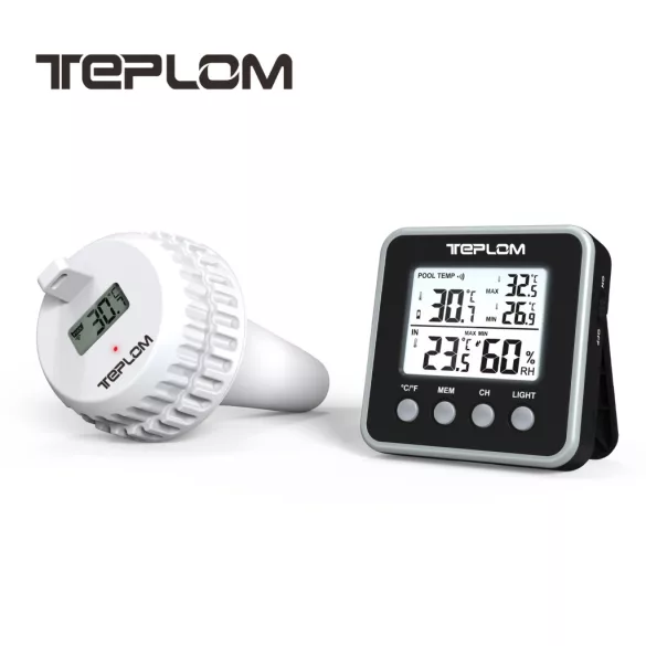 TEPLOM 5113 vezeték nélküli digitális lebegő medencehőmérő, IPX68, fekete