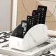 PU távirányító tartó 5 rekeszes tárolódobozzal – távirányító tálca rendszerező TV-hez Fehér márvány