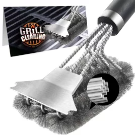   LMETJMA biztonságos grillkefe és kaparó deluxe nyéllel, 45,7 cm-es grilltisztító kefe, JT61 Alapváltozat