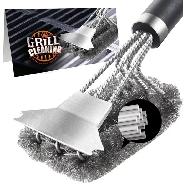 LMETJMA biztonságos grillkefe és kaparó deluxe nyéllel, 45,7 cm-es grilltisztító kefe, JT61 Alapváltozat