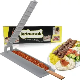   Műanyag kebabkészítő forma és nyomó BBQ húspogácsához, szürke