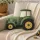 Zöld farmtraktor alakú tömött díspárna, retro rajzfilmes mintával, 2D lapos nyomattal, 40 cm - Többszínű, 40 cm